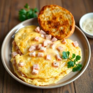 Cheese Omlette with Toast and Butter